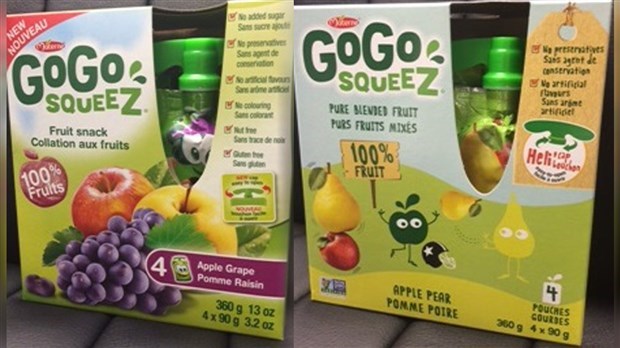 Rappel de compotes en gourde de marque GoGo squeeZ