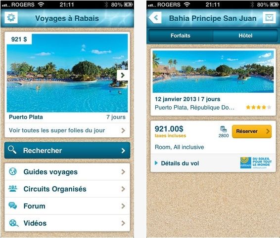 Voyage à rabais révolutionne les applications mobiles
