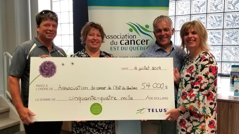 L’Association du cancer de l’Est du Québec reçoit 54 000 $ de TELUS 