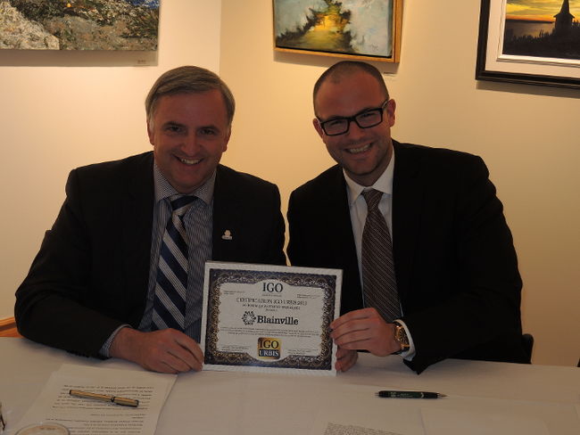 Blainville devient la première ville à obtenir la certification IGO URBIS