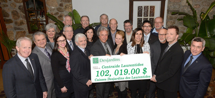 Desjardins remet 102 019 $ à Centraide Laurentides