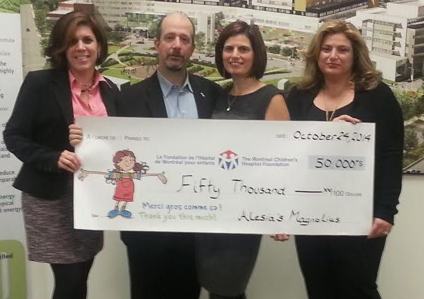 La Fondation Alesia's Magnolias fait don de 50 000 $ à la Fondation de l'Hôpital de Montréal pour Enfants