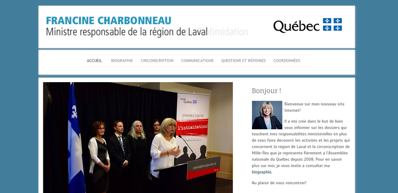 La ministre Francine Charbonneau dévoile son site Internet