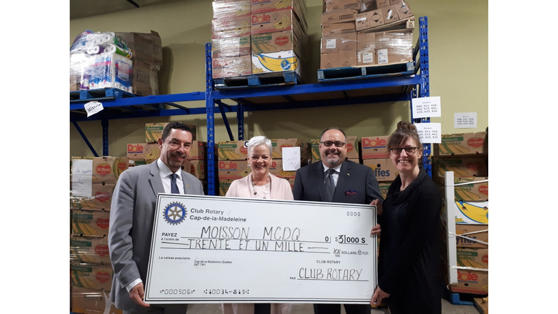 Le Club Rotary de Trois-Rivières remet 31 000 $ à Moisson Mauricie / Centre-du-Québec