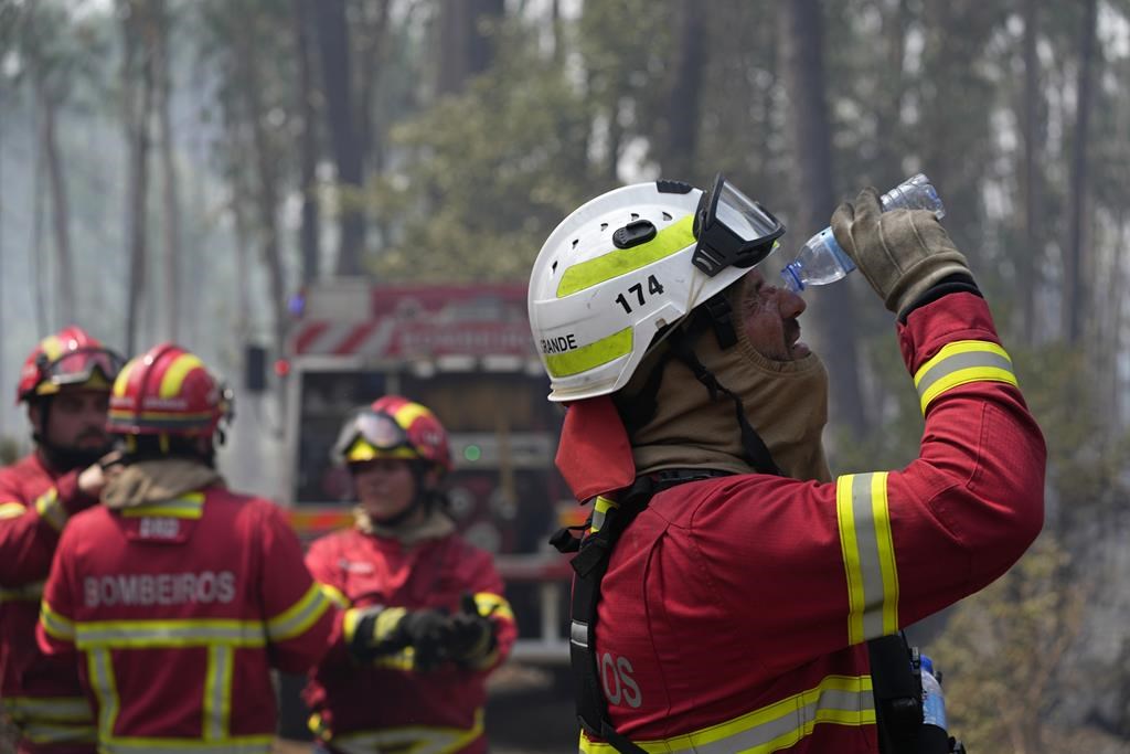 Des villageois combattent les flammes au Portugal