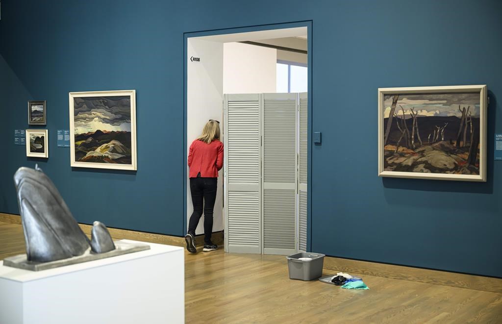 De la peinture lancée sur la vitre d'un tableau de Tom Thomson au MBA d'Ottawa