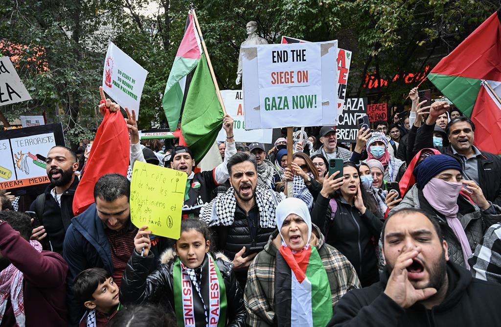 Des manifestants pro-palestiniens revendiquent leur droit de parole à Montréal