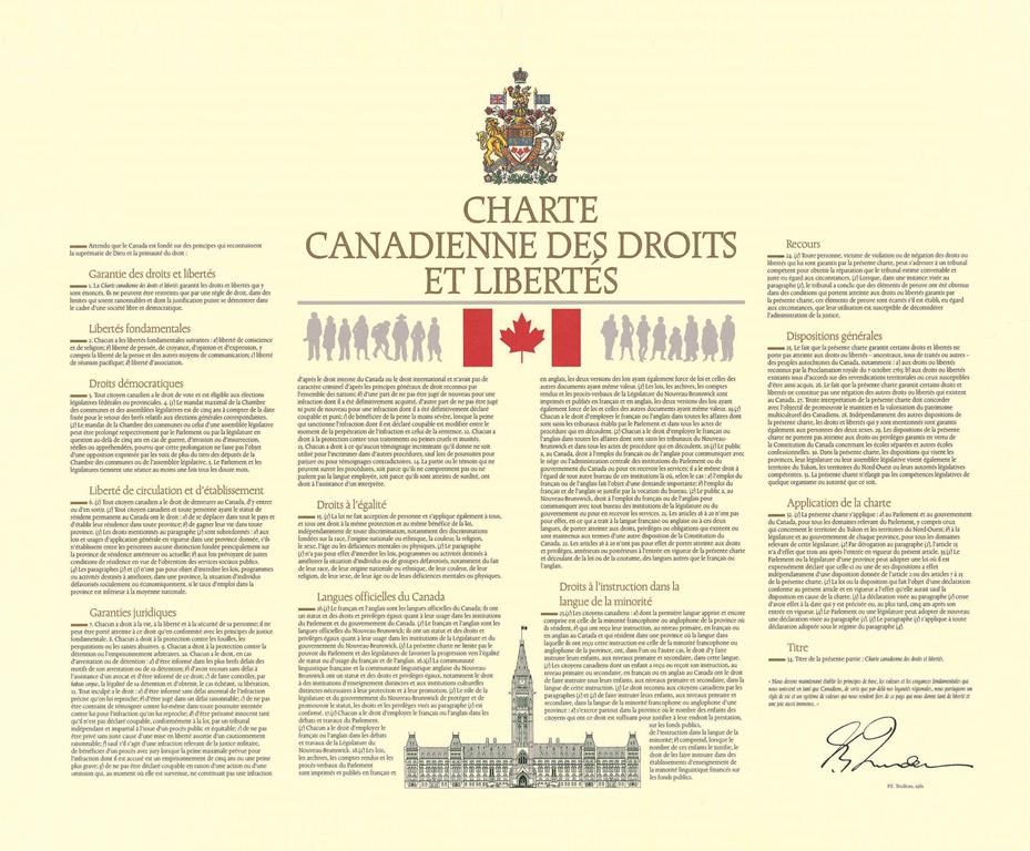 Trop peu de Canadiens connaissent bien la Charte des droits et libertés