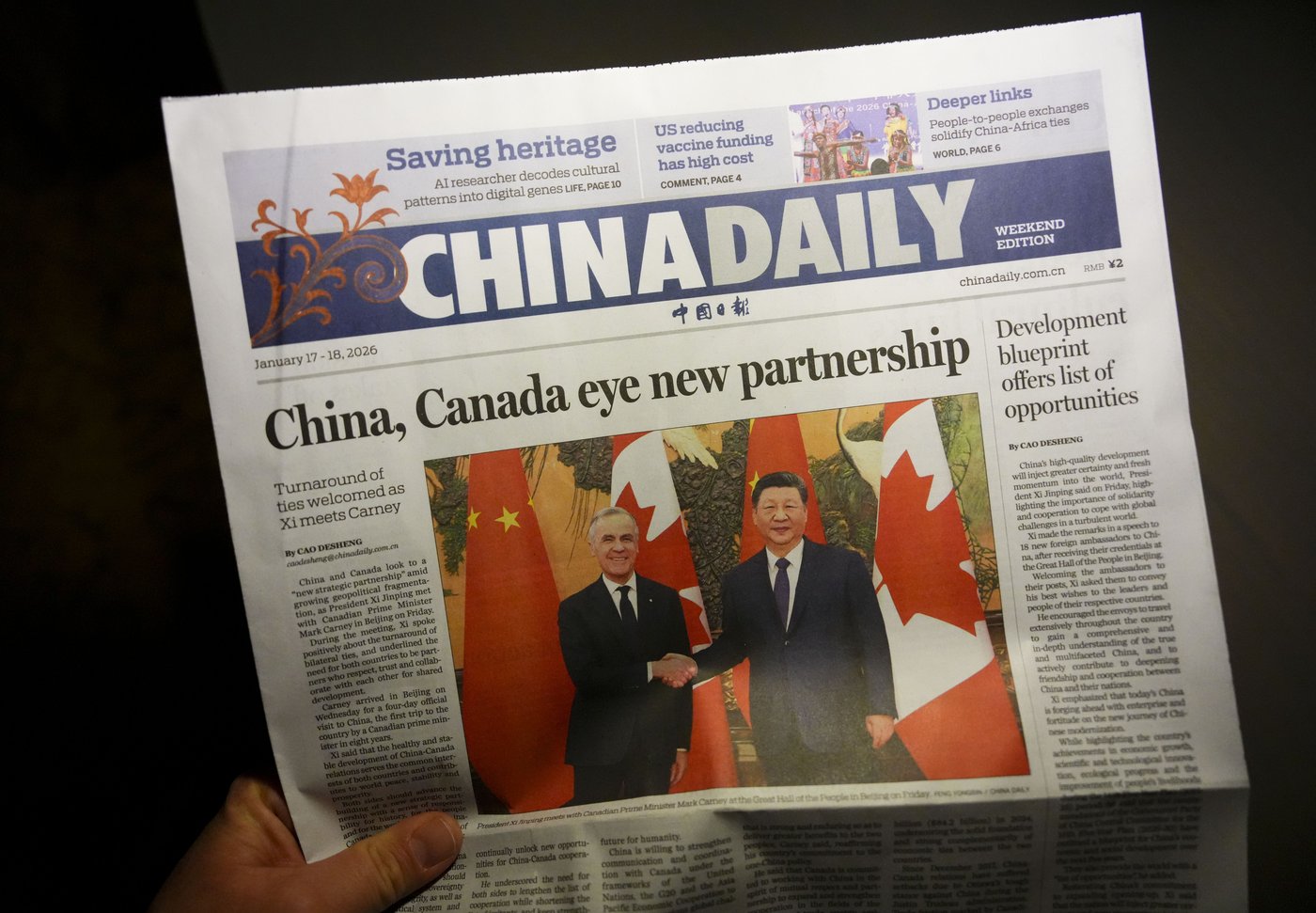 Carney et Xi font la une des journaux chinois, mais l'accord suscite peu d'intérêt
