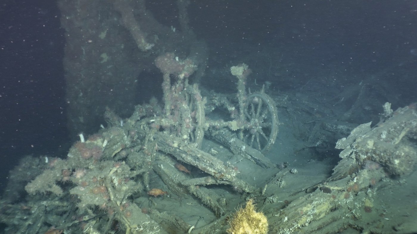 Des images prises de près montrent l'épave fantomatique du Terra Nova