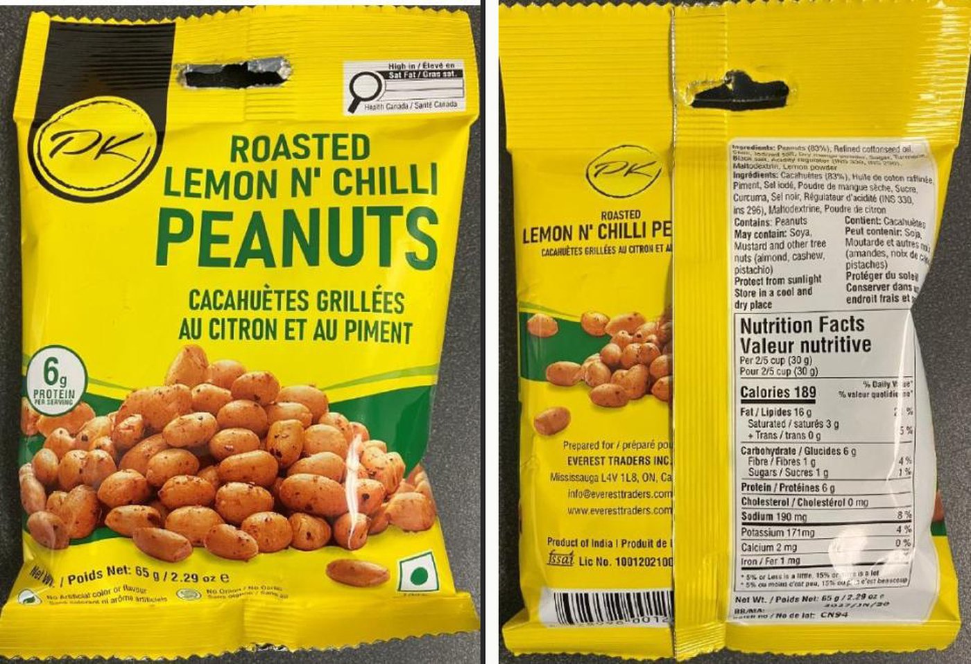 L'Agence de l'inspection des aliments annonce un rappel de cacahuètes
