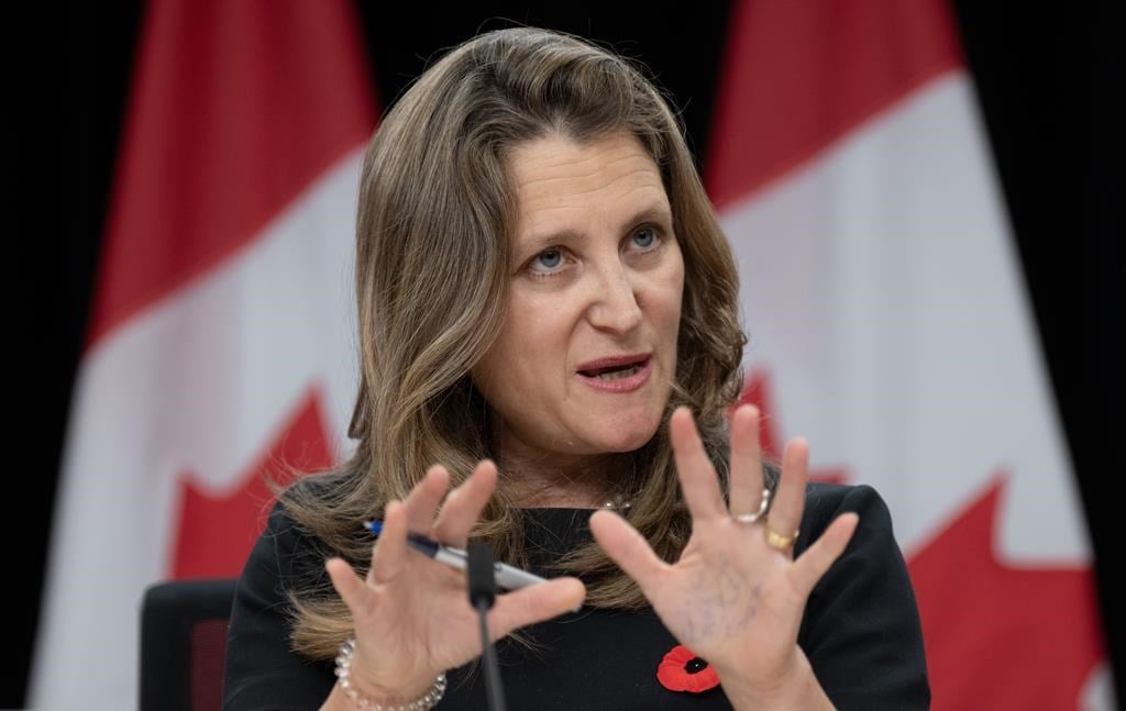 Freeland présentera son énoncé économique le 21 novembre