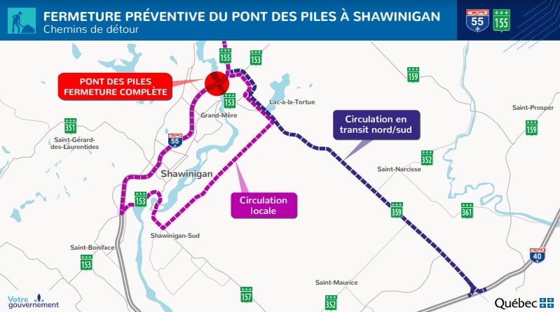 Cette carte indique les voies de contournement.
