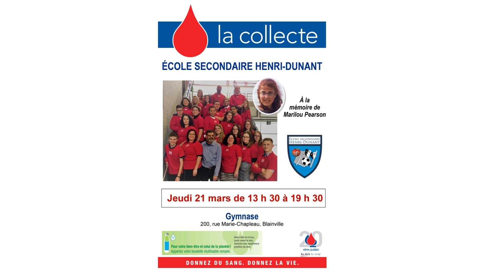 Collecte de sang à la mémoire de Marilou Pearson