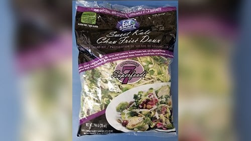 Rappel de préparations de salade de légumes en sachet Chou frisé doux de marque Eat Smart