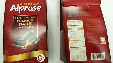 Certaines tablettes de chocolat de marque Alprose qui ont été distribuées au Canada pourraient contenir du lait alors que l'étiquette n'en fait pas mention.