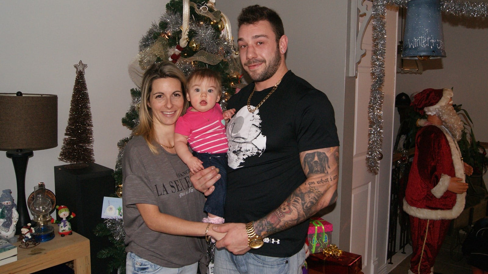 Véronique Cameron, la petite Jolianne et Hubert Poulin