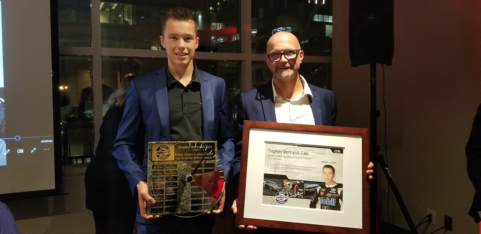 Raphaël Lessard avec Guillaume Archambault, récipiendaire du Trophée Gilles-Villeneuve