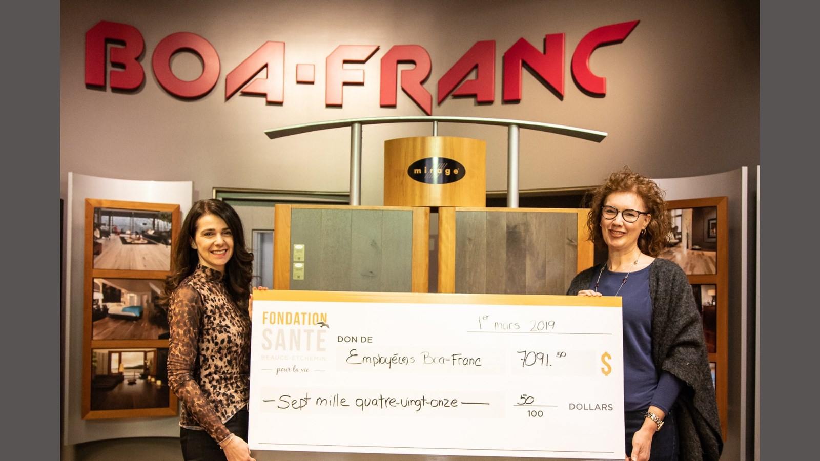 Vicky Loignon, responsable du programme du Fonds Employé(e)s de la Fondation et ressources humaines chez Boa-Franc, Nancy Fortin, vice-présidente de la Fondation Santé Beauce-Etchemin.