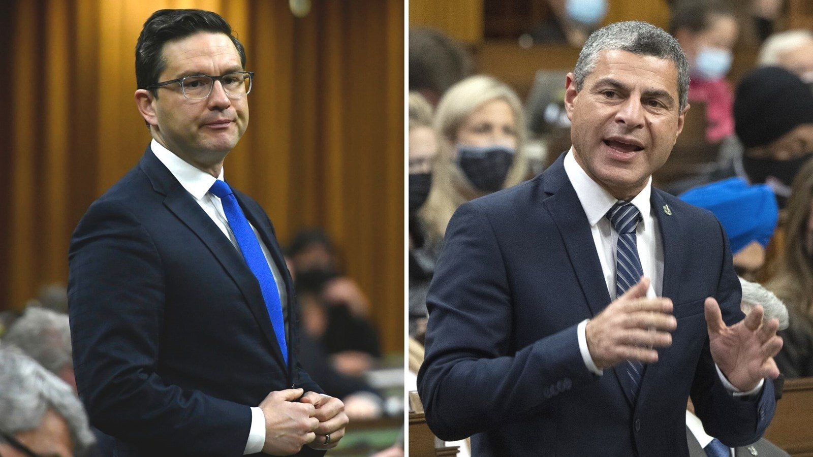 Les députés conservateurs Pierre Poilièvre et Alain Rayes.