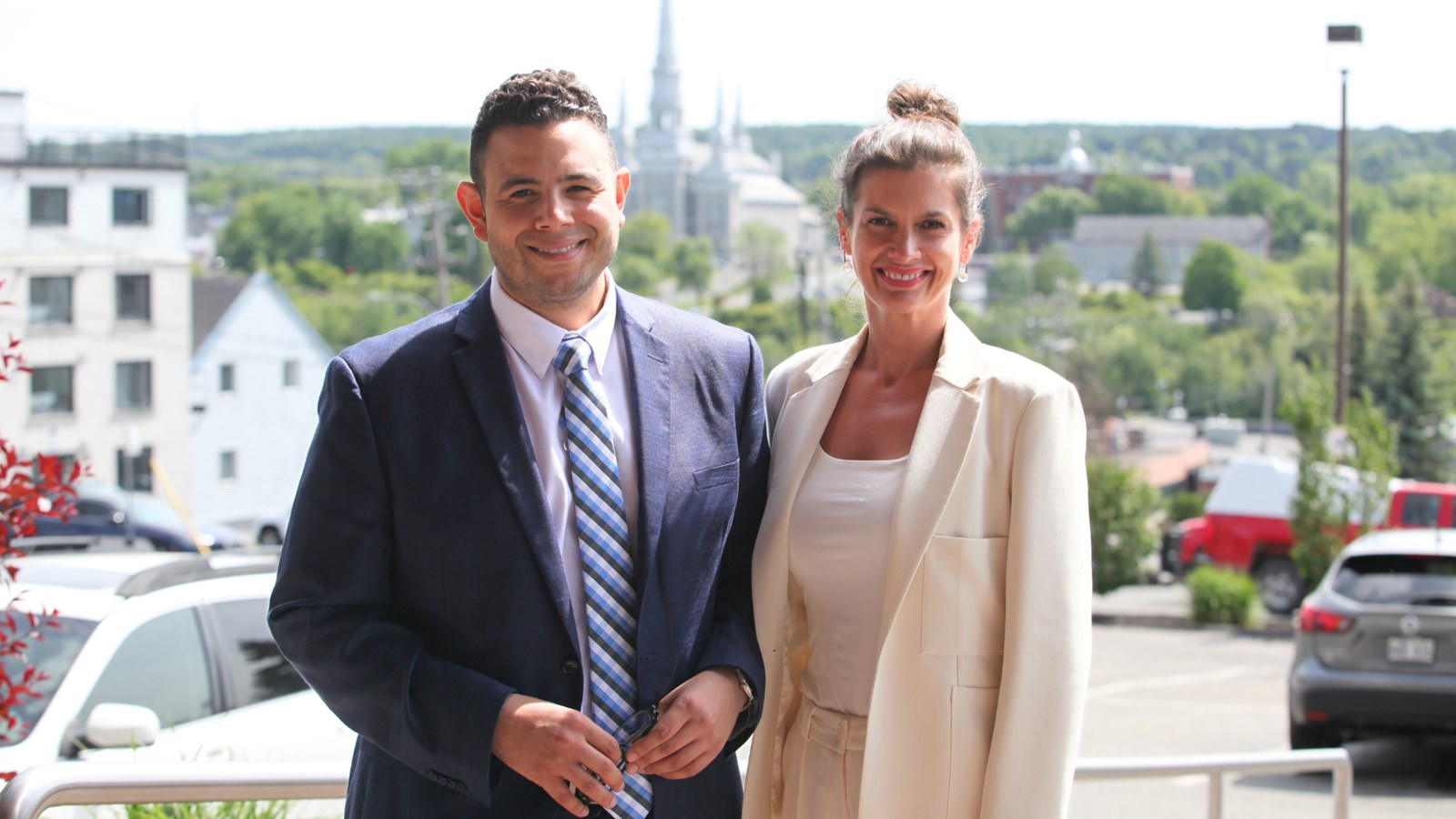 Samuel Poulin, député de Beauce-Sud et Geneviève Guilbault, vice-première ministre et ministre des Transports et de la Mobilité durable