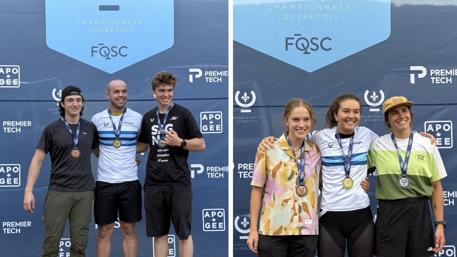 Photo : Luca Sapienza (photo de gauche avec la médaille de bronze) et Alexanne Savard (photo de droite avec la médaille de bronze)