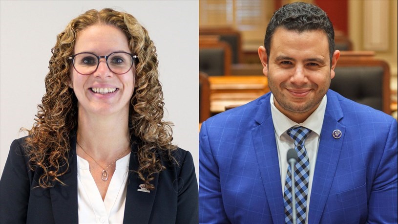 La mairesse de Saint-Georges, Manon Bougie, et le député-ministre de Beauce-Sud, Samuel Poulin.